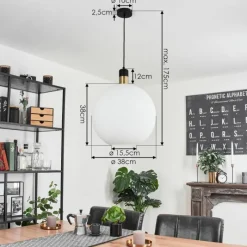 hofstein Suspension Tuvalu Laiton, Noir, 1 lumière