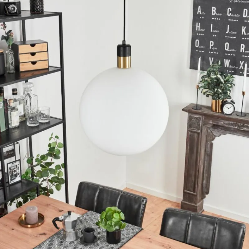 hofstein Suspension Tuvalu Laiton, Noir, 1 lumière