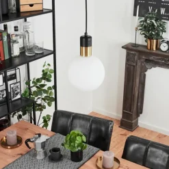 hofstein Suspension Tuvalu Laiton, Noir, 1 lumière