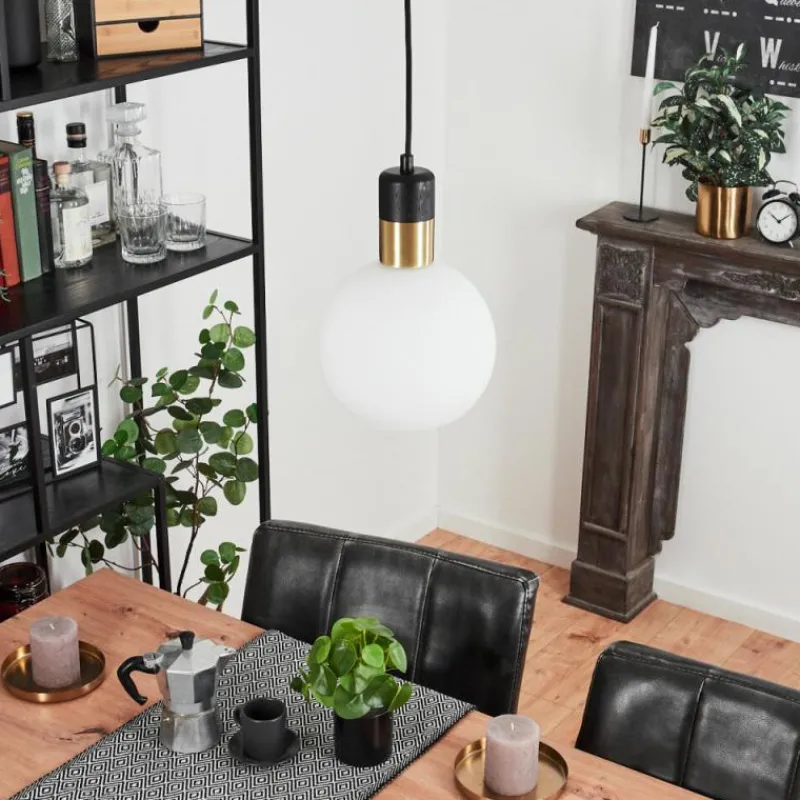 hofstein Suspension Tuvalu Laiton, Noir, 1 lumière