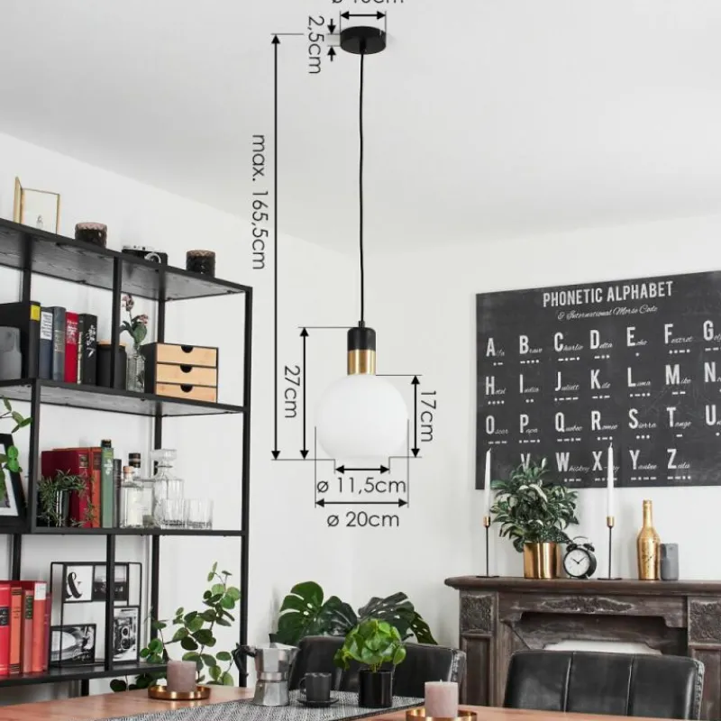 hofstein Suspension Tuvalu Laiton, Noir, 1 lumière