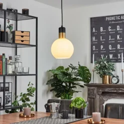 hofstein Suspension Tuvalu Laiton, Noir, 1 lumière