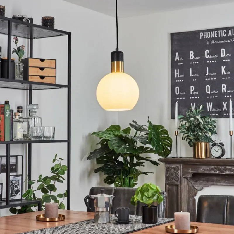 hofstein Suspension Tuvalu Laiton, Noir, 1 lumière