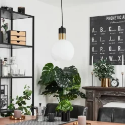 hofstein Suspension Tuvalu Laiton, Noir, 1 lumière