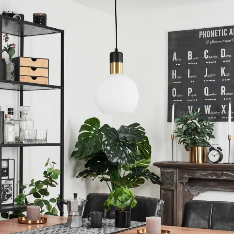 hofstein Suspension Tuvalu Laiton, Noir, 1 lumière