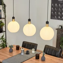 hofstein Suspension Tuvalu Laiton, Noir, 3 lumières