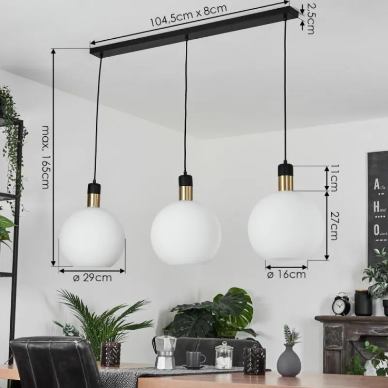 hofstein Suspension Tuvalu Laiton, Noir, 3 lumières