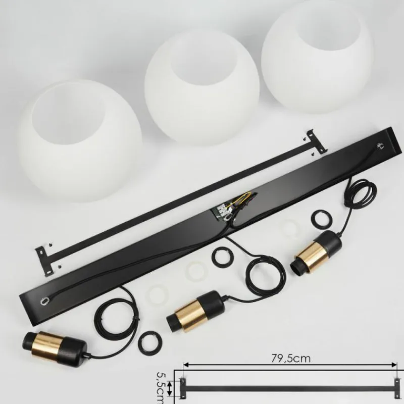 hofstein Suspension Tuvalu Laiton, Noir, 3 lumières