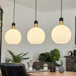 hofstein Suspension Tuvalu Laiton, Noir, 3 lumières