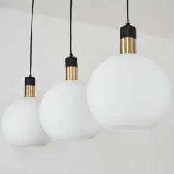 hofstein Suspension Tuvalu Laiton, Noir, 3 lumières