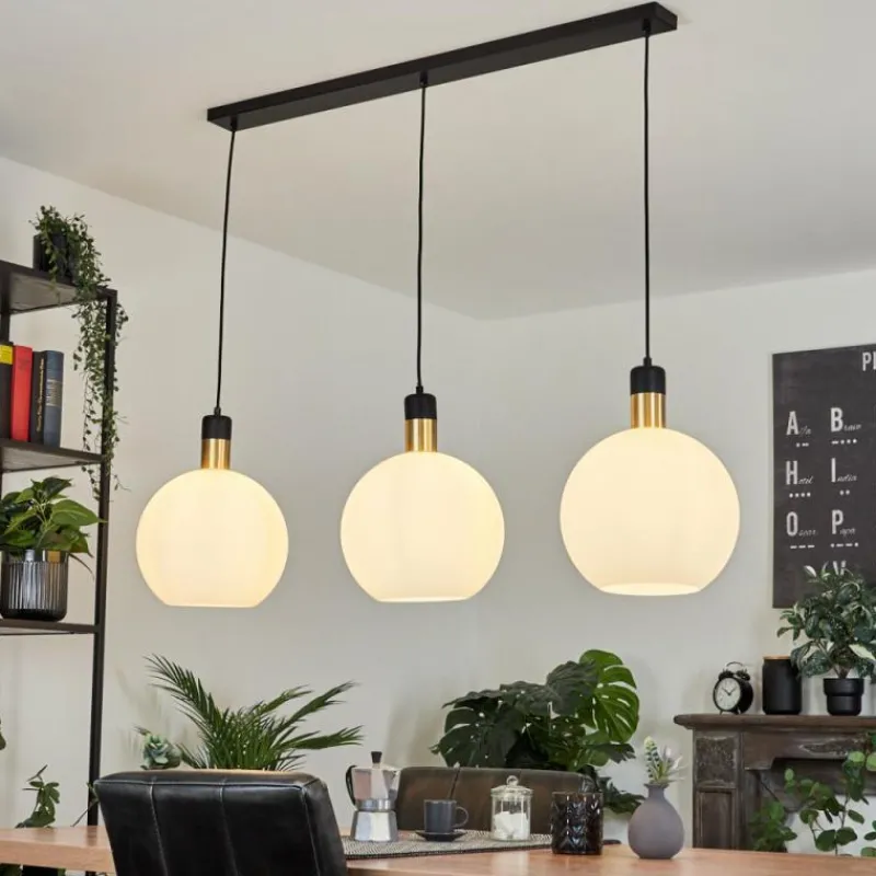 hofstein Suspension Tuvalu Laiton, Noir, 3 lumières