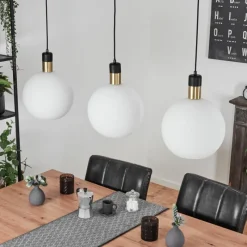 hofstein Suspension Tuvalu Laiton, Noir, 3 lumières