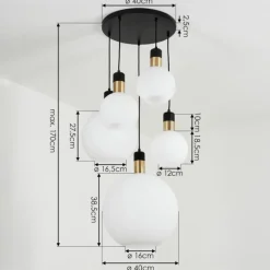 hofstein Suspension Tuvalu Laiton, Noir, 5 lumières