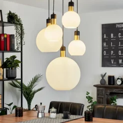 hofstein Suspension Tuvalu Laiton, Noir, 5 lumières