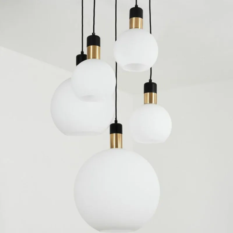 hofstein Suspension Tuvalu Laiton, Noir, 5 lumières