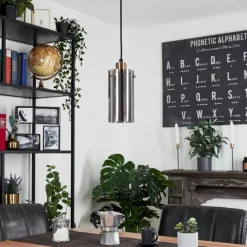 Suspension Verre Fumé-hofstein Suspension Vaurois Laiton, Noir, 1 lumière