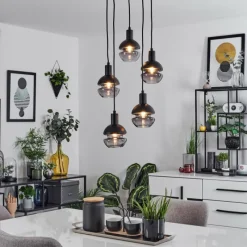 Suspension Verre Fumé-hofstein Suspension Ventosa Fumé, Noir, 5 lumières