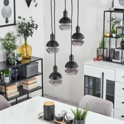 Suspension Verre Fumé-hofstein Suspension Ventosa Fumé, Noir, 5 lumières