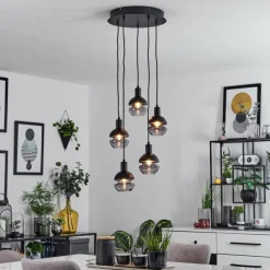 Suspension Verre Fumé-hofstein Suspension Ventosa Fumé, Noir, 5 lumières