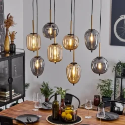 Suspension Verre Fumé-hofstein Suspension Verbania Laiton, Noir, 8 lumières