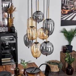 Suspension Verre Fumé-hofstein Suspension Verbania Laiton, Noir, 8 lumières