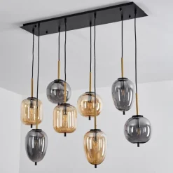 Suspension Verre Fumé-hofstein Suspension Verbania Laiton, Noir, 8 lumières