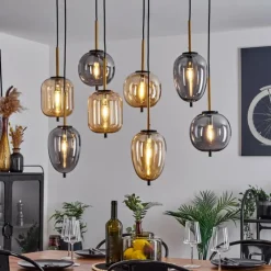 Suspension Verre Fumé-hofstein Suspension Verbania Laiton, Noir, 8 lumières