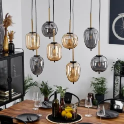 Suspension Verre Fumé-hofstein Suspension Verbania Laiton, Noir, 8 lumières