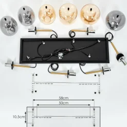 Suspension Verre Fumé-hofstein Suspension Verbania Laiton, Noir, 6 lumières