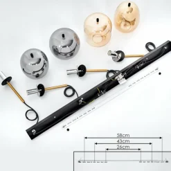 Suspension Verre Fumé-hofstein Suspension Verbania Laiton, Noir, 4 lumières