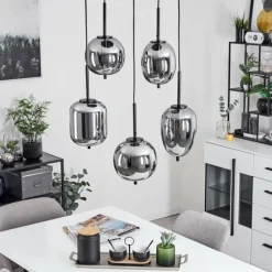 Suspension Verre Fumé-hofstein Suspension Verbania Noir, 5 lumières