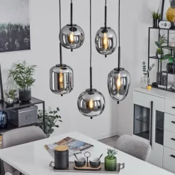 Suspension Verre Fumé-hofstein Suspension Verbania Noir, 5 lumières