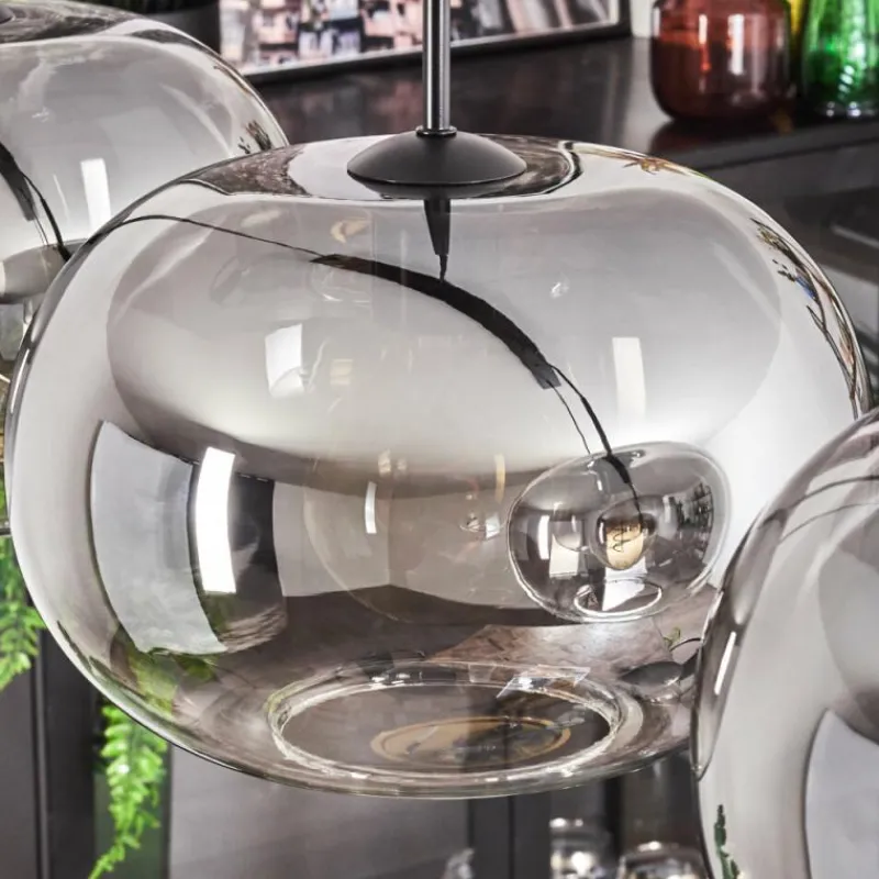 hofstein Suspension - Verre 30 cm Apedo Clair, Fumé, 4 lumières