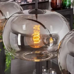 hofstein Suspension - Verre 30 cm Apedo Clair, Fumé, 4 lumières