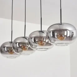 hofstein Suspension - Verre 30 cm Apedo Clair, Fumé, 4 lumières