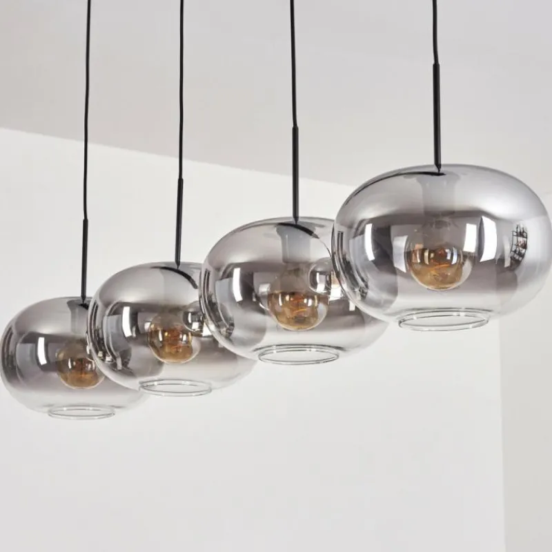 hofstein Suspension - Verre 30 cm Apedo Clair, Fumé, 4 lumières