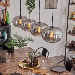 hofstein Suspension - Verre 30 cm Apedo Fumé, 4 lumières