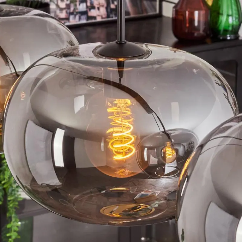 hofstein Suspension - Verre 30 cm Apedo Fumé, 4 lumières