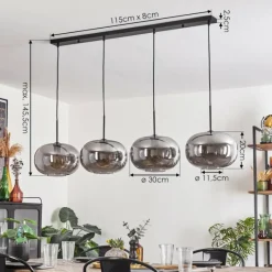 hofstein Suspension - Verre 30 cm Apedo Fumé, 4 lumières