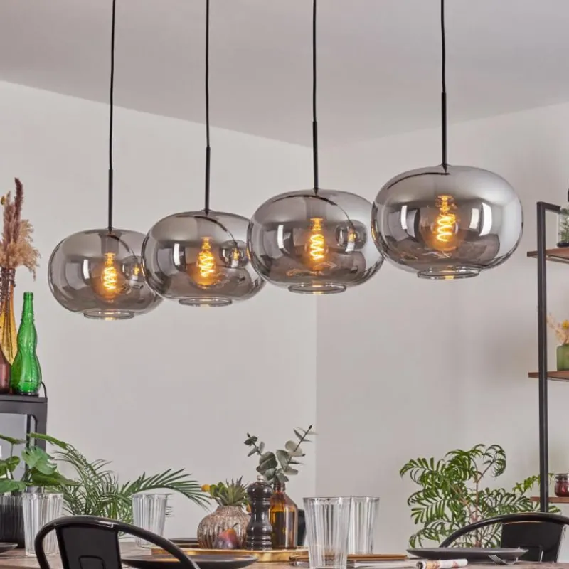 hofstein Suspension - Verre 30 cm Apedo Fumé, 4 lumières