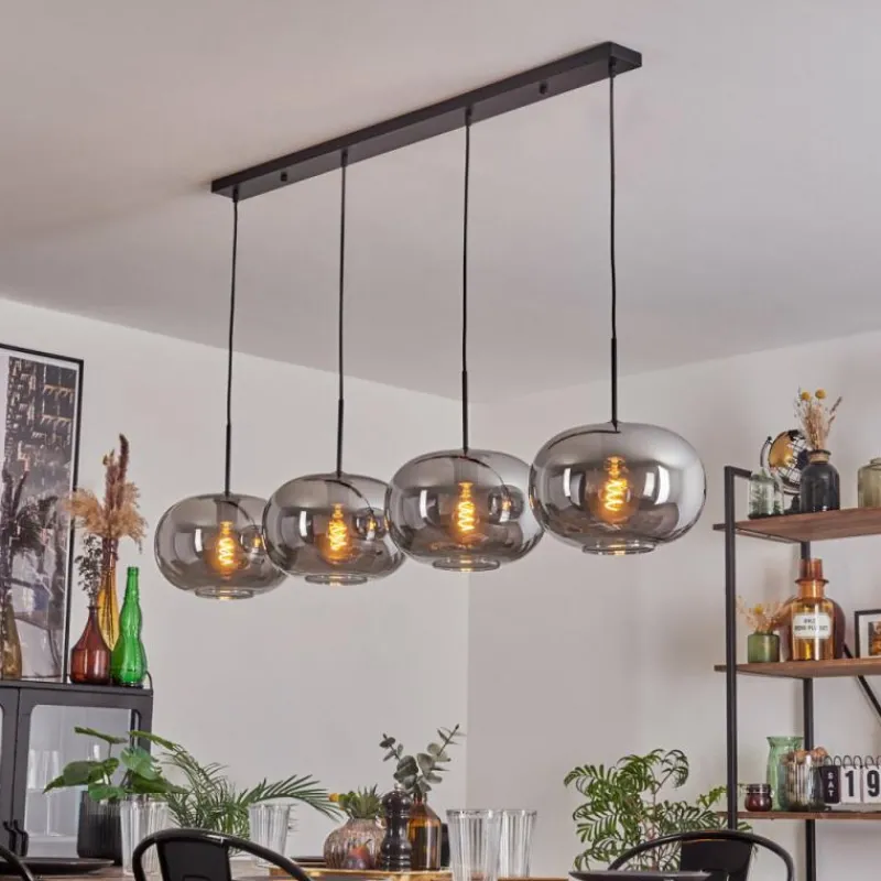 hofstein Suspension - Verre 30 cm Apedo Fumé, 4 lumières