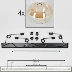 hofstein Suspension - Verre 30 cm Apedo Ambre, Clair, 4 lumières