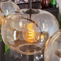 hofstein Suspension - Verre 30 cm Apedo Ambre, Clair, 4 lumières