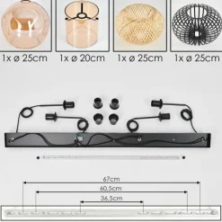 hofstein Suspension - Verre 25 cm, 20cm Ripoll Ambre, Écru, Noir, 4 lumières