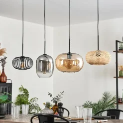 hofstein Suspension - Verre 25 cm, 20cm Ripoll Ambre, Clair, Écru, Fumé, Noir, 4 lumières