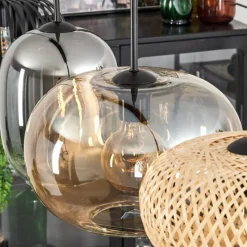 hofstein Suspension - Verre 25 cm, 20cm Ripoll Ambre, Clair, Écru, Fumé, Noir, 4 lumières