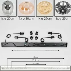 hofstein Suspension - Verre 25 cm, 20cm Ripoll Ambre, Clair, Écru, Fumé, Noir, 4 lumières