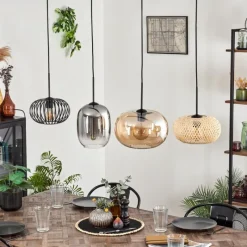 hofstein Suspension - Verre 25 cm, 20cm Ripoll Ambre, Clair, Écru, Fumé, Noir, 4 lumières