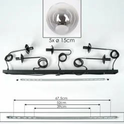 hofstein Suspension - Verre 15 cm Gastor Clair, Fumé, 5 lumières