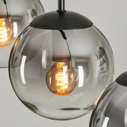 hofstein Suspension - Verre 15 cm Gastor Clair, Fumé, 5 lumières